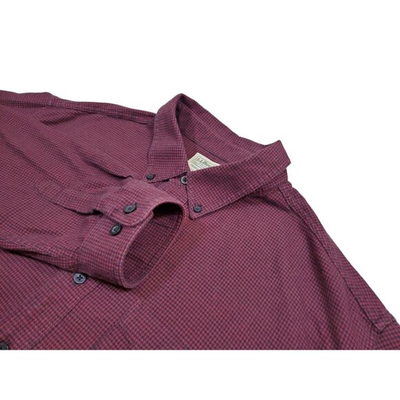 LL‎ Bean Men's XXL Tall Houndstooth Red Black Flannel Button Down Shirt 2XLT - Picture 1 of 7